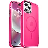 MOCCA Strong Magnetic for iPhone 14 Pro Max Case [Compatible with Magsafe] [10FT Military Grade Protective] Translucent Matte Slim Shockproof Case for iPhone 14 Pro Max 6.7"- Hot Pink