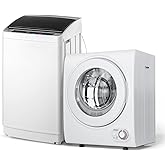 ROVSUN 17.8LBS Full Automatic Washing Machine and 1.5CuFt Portable Clothes Dryer Set, Compact Laundry Washer and Dryer Combo Set with Stainless Steel Inner Tub, for Apartment, Dorms, Home