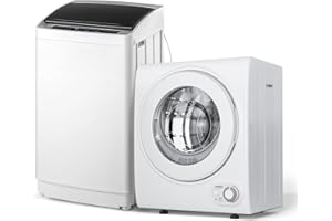 ROVSUN 17.8LBS Full Automatic Washing Machine and 1.5CuFt Portable Clothes Dryer Set, Compact Laundry Washer and Dryer Combo Set with Stainless Steel Inner Tub, for Apartment, Dorms, Home