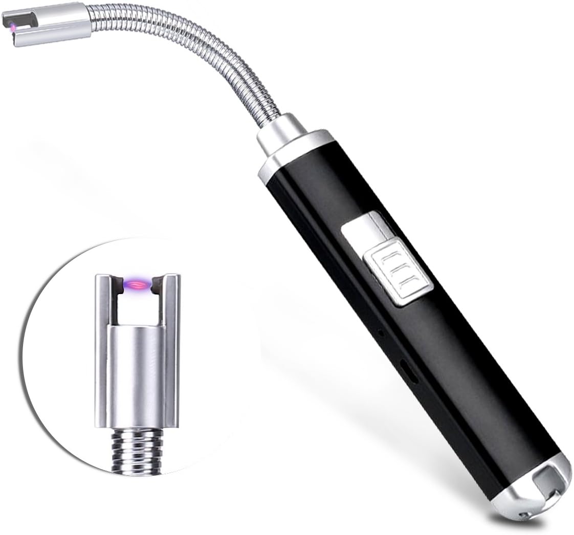 Electric Arc Lighter-Lighters Long Plasma USB Rechargeable Lighters Windproof Flameless 360 Flexible Long Neck Lighter for Grill, BBQ,Camping, Home, Kitchen