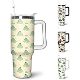 puhnhsv 40 oz Frog Tumbler With Handle and Straw, 40oz Insulated Stainless Frog Tumbler Coffee Travel Mugs Cup Water Bottle Frog Lovers Gifts for Women Girls