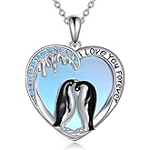 Penguin/Cat/Horse/Elephant/Wolf/Hummingbird/Giraffe/Eagle Pendant Necklace Sterling Silver I Love You Forever Animal Necklace Jewelry Gifts for Women