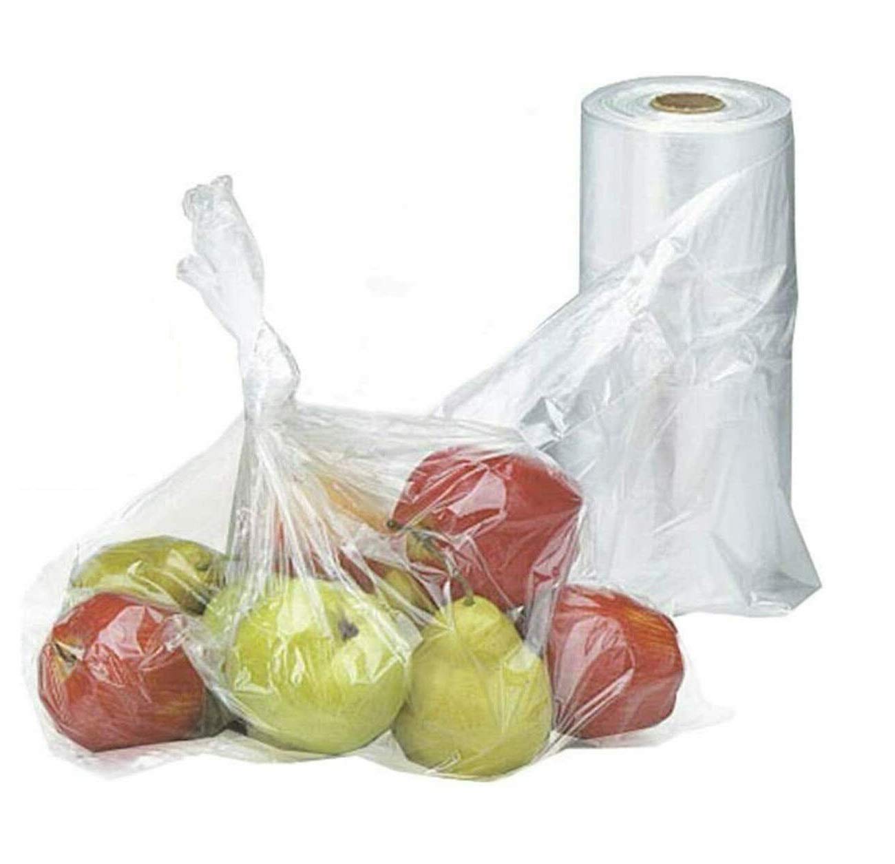 JKG® 2 x 100 Large Fridge Freezer Bags Rolls - TIE Handles 26cm x 40cm Clear Plastic - Perfect to Keep Food Fresh (200 Total Bags)