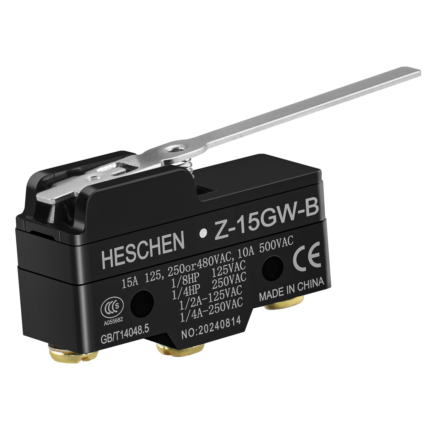 Heschen Micro Switch, Z-15GW-B, Hinge Lever, 3 Screw Terminal, 15A Rated Current