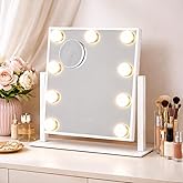Vanity Mirror with Lights, Lighted Vanity Mirror with 9 Dimmable Bulbs for Dressing Room & Bedroom, 3 Color Lighting Modes, D