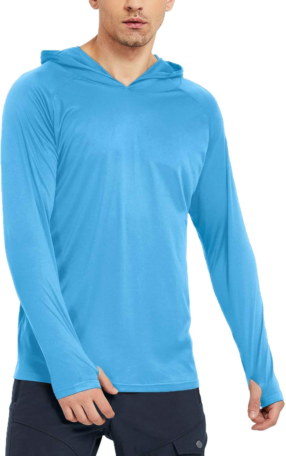 Safort Men's UPF 50+ Sun Protection Hoodie Long Sleeve Half Zip T-Shirt for Running, Fishing, Hiking: Clothing