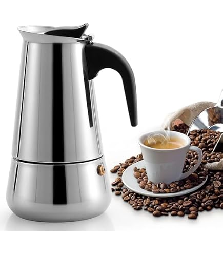 CRYSTALIA Caffettiera turca in acciaio inossidabile 18/10, bollitore per il tè, scalda latte, caffè greco arabo Cezve Briki, 450 ml (argento, piccolo