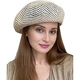 CZYGL French Beret Hat for Women Summer Slouchy Crochet Beach Hat Solid Color Beanie Hat