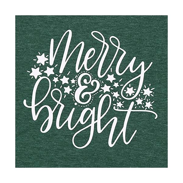 Merry and Bright Stars Christmas T-Shirt Women Letter Printed Casual Short Sleeve Tee Tops - Image 6