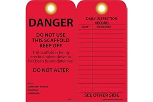 NMC SVT1 DANGER - DO NOT USE THIS SCAFFOLD - KEEP OFF - DO NOT ALTER Tag - [Pack of 25] 3 in. x 6 in. 2 Side Inspection Tag with Grommet