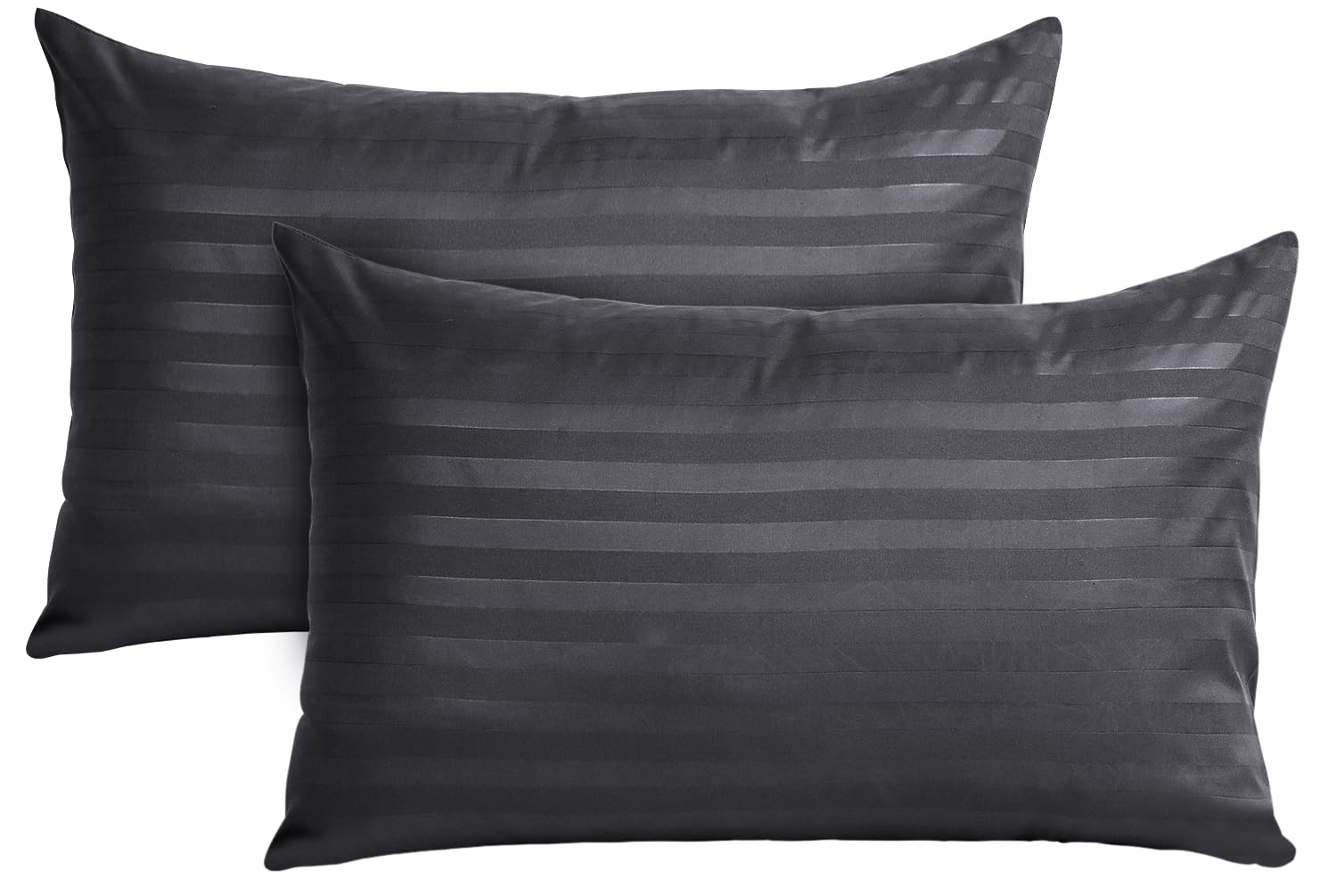 BedLooms Charcoal Pillow Cases 2 Pack(Pillows Not Included) - 100% Microfiber Envelope Closure Stripe Pillow Cases 50x75cm Premium Hotel Quality Anti Allergy Pillow Cover