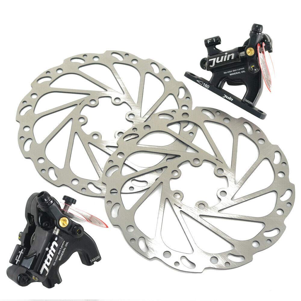 Juin Tech F1 Hydraulic Flat mount Road CX Disc Brake set 160mm with Rotor,Black, JT1909