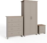 GFW Lancaster 3 Piece Bedroom Set Grey Bedside Cabinet Chest Of Drawers Wardrobe view 6