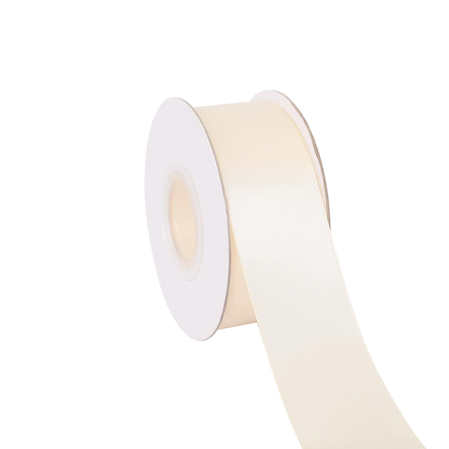 Ribbonitlux 38mm Wide Double Face Satin Ribbon 22 Meters (810-Ivory, Set for Gift Wrapping, Party Decor, Sewing Applications, Wedding and Craft — image 1