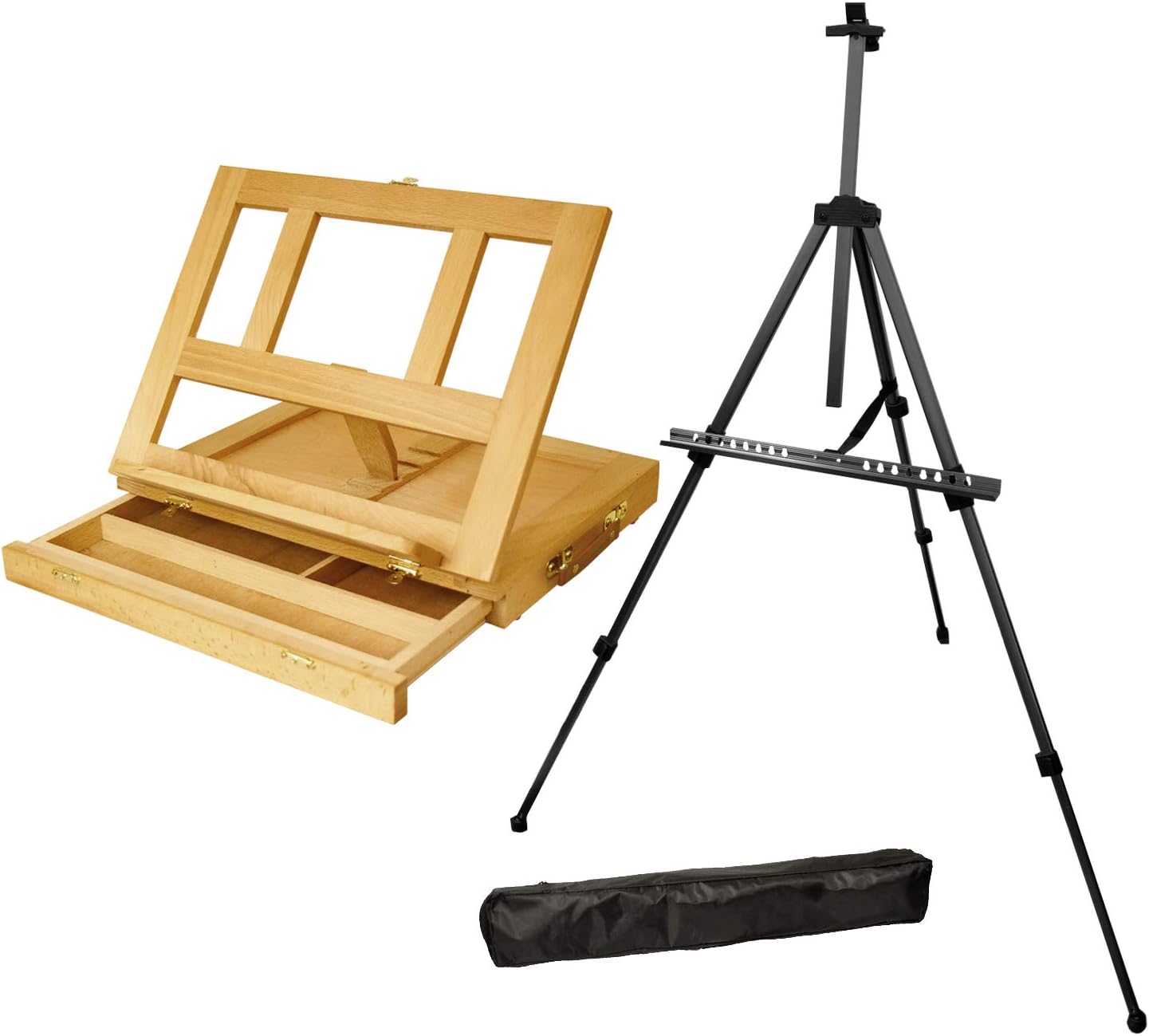 US Art Supply 133pc Deluxe Artist Painting Set with Aluminum and Wood Easels, Paint and Accessories : Office Products