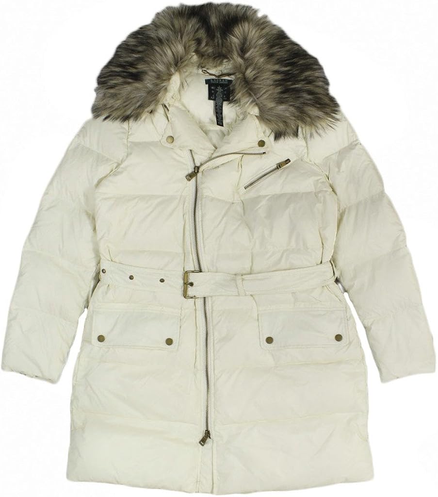 faux fur trim long quilted coat lauren ralph lauren