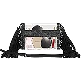 QiuQiuQi Clear Bag for Stadium Events, Clear Western Purse with Fringe