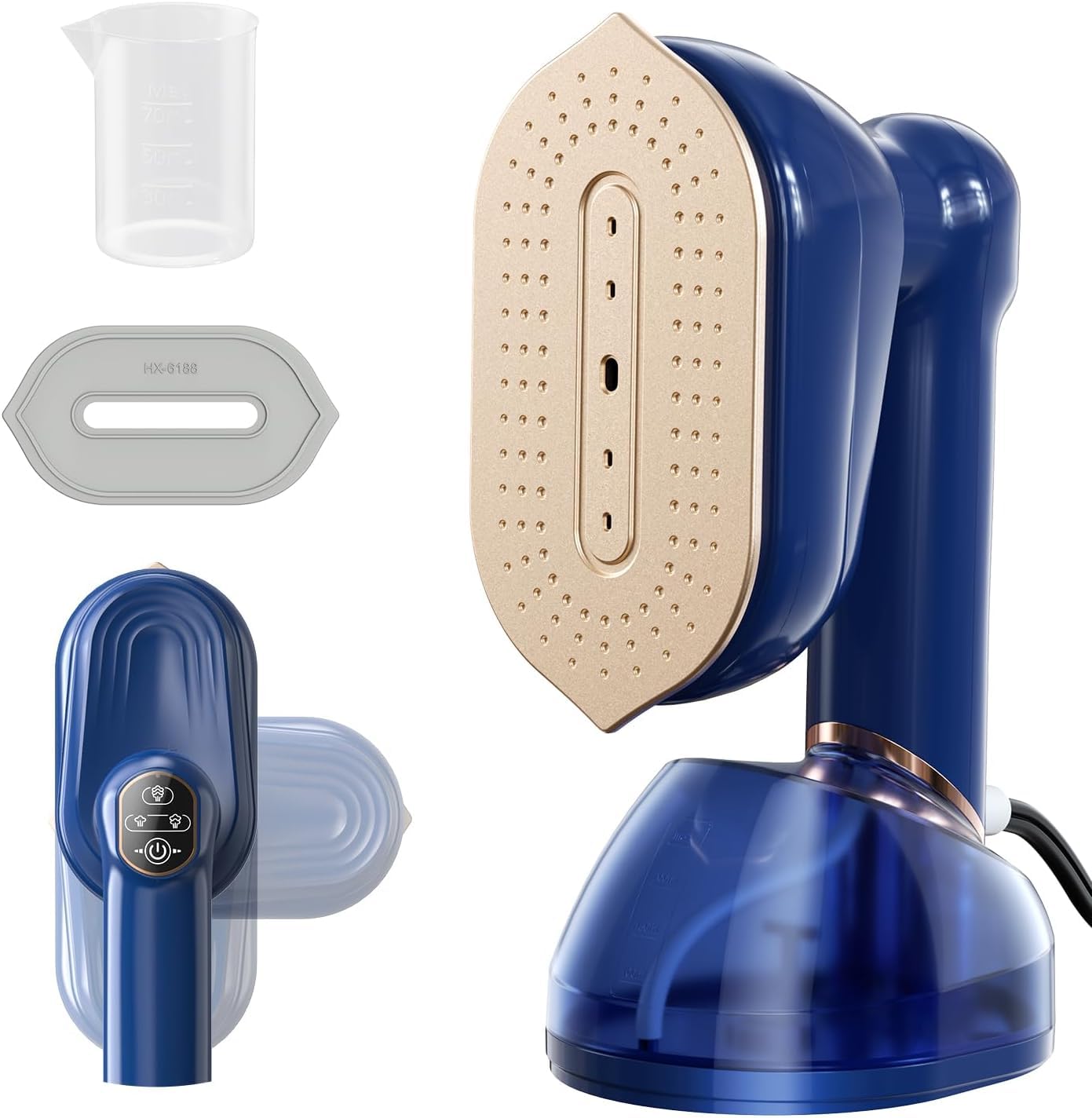 スチームアイロン【自立式デザイン・180°回転ハンドル】衣類スチーマー ハンガーにかけたまま シワ伸ばし パワフル連続スチーム 3段階スチーム調節 230ml大容量タンク 軽量 小型 携帯アイロン 脱臭・除菌 水漏れ防止 旅行/出張/家庭用商品画像