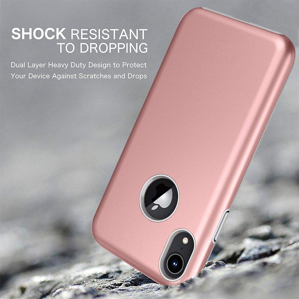 iPhone 2018 Case, 6.1 Inch, Androgate [Pearl Series] Hybrid Matte Protective Back Cover Bumper Case for Apple iPhone 2018 6.1’’, Pink Gold