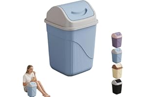 Bathroom Trash Can with Lid, Square Trash Can,Compact and Durable Two-Way Swing Lid Plastic Waste Bin for Office Bathroom and
