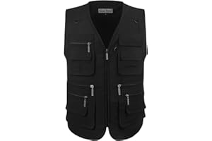 OU YA WOLF Men's Poplin Outdoors Travel Sports Multi-Pockets Work Fishing Vest