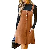 CUPSHE Womens Casual Dresses Square Neck Button Front Sleeveless Pockets A Line Mini Overall Dress Orange, L