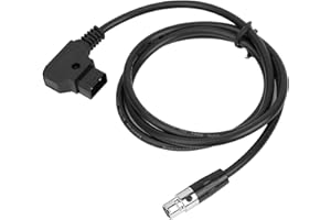 CHEOTIME Monitor Power Cable, 39.4inch D Tap to XLR 4 Pin Coiled Cable Plastic Housing Power Adapter for 5.6 Inch Monitor Ext