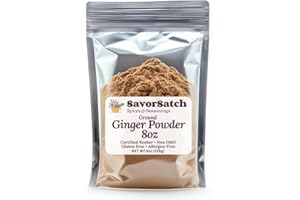 SavorSatch Ground Ginger Powder – 8oz Resealable Pouch | Kosher Certified, Non-GMO | Bold Flavor, Fine Texture | Indian Ginger Root | Ideal for Baking, Cooking, Smoothies, and Spice Blends