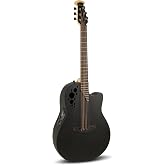 Ovation Mod TX Collection Acoustic-Electric Guitar, Textured Black, Deep Contour Body (2078TX-5)