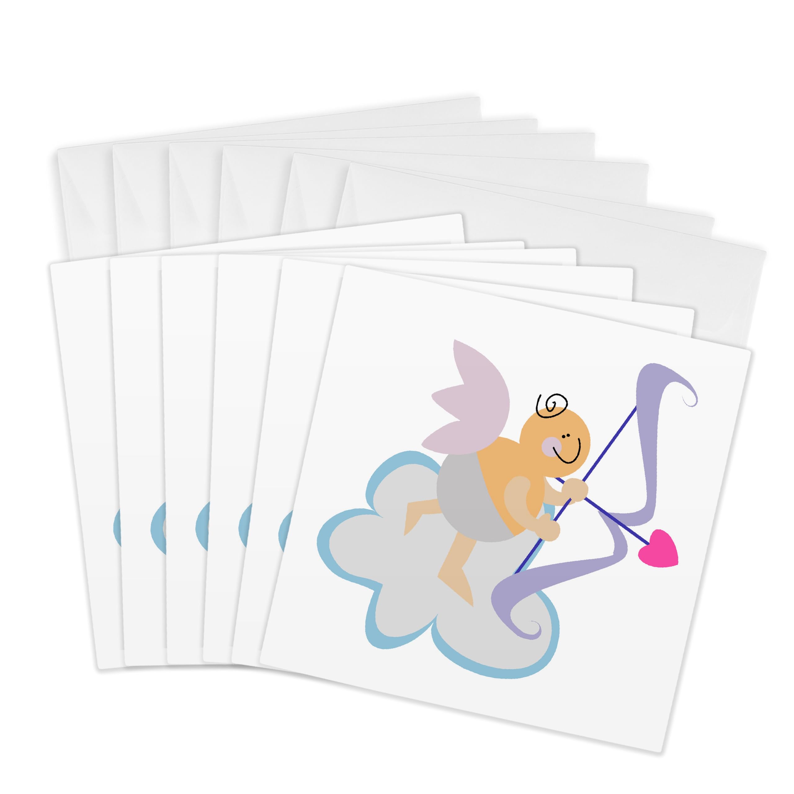 3dRose gc_102460_1 6 x 6-Inch "Pastel Baby Valentine Cupid with Love Bow and Arrow" Greeting Card (Pack of 6)