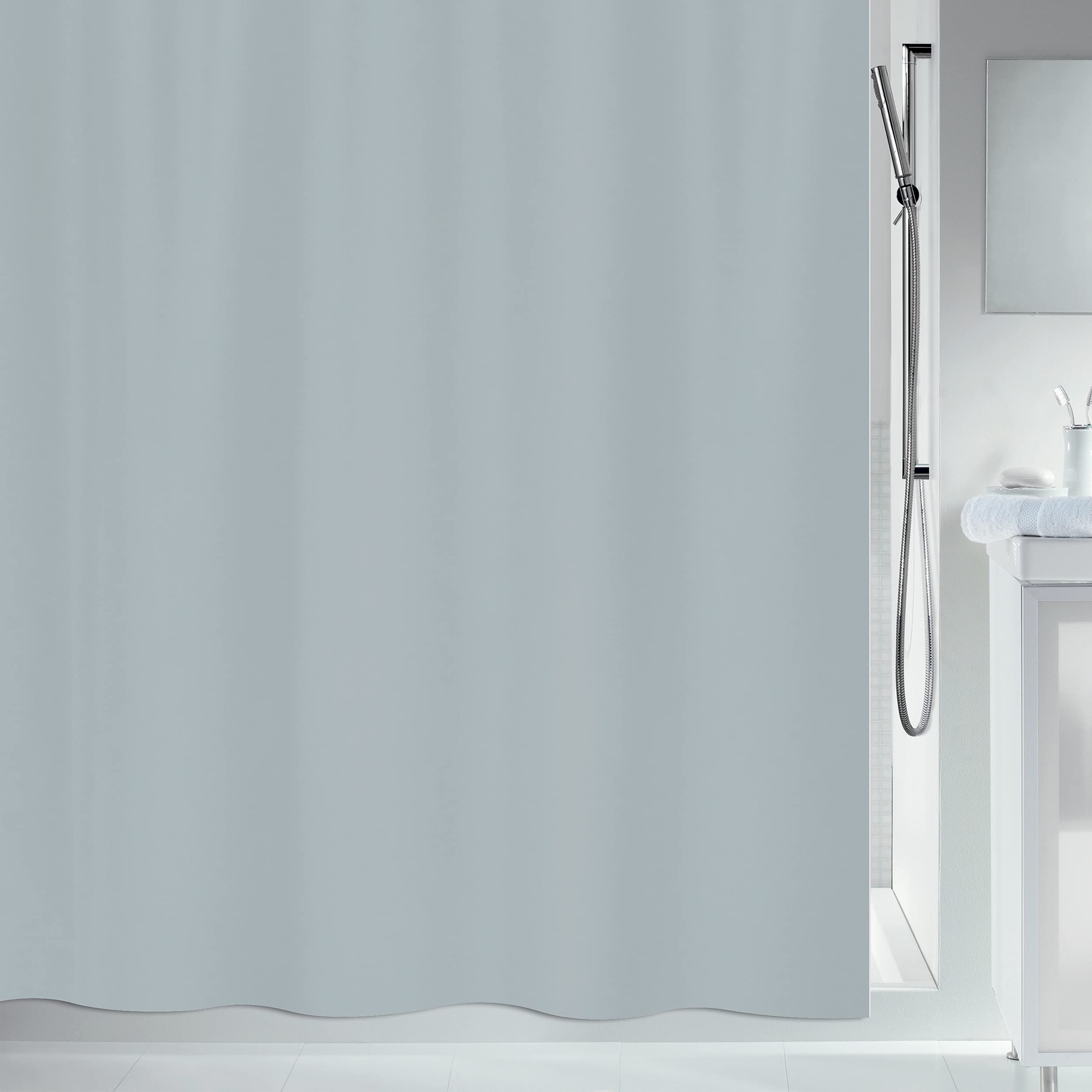 Spirella Primo Manhattan Textile Polyester Shower Curtain, 240 x 180 cm, Silver
