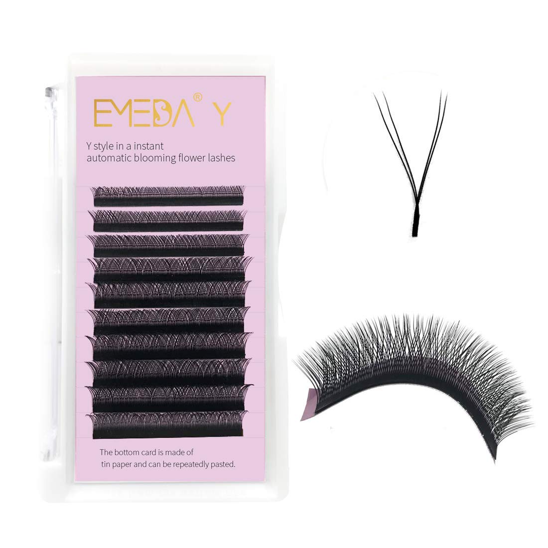 Y Lash Extensions D Curl .07mm 8-14mm Mix Tray Premade Volume 2D Fans Eyelash Extension .07 Mix YY Type Wispies Soft Eye Lashes 12mm 13mm 14mm Supplies by EMEDA