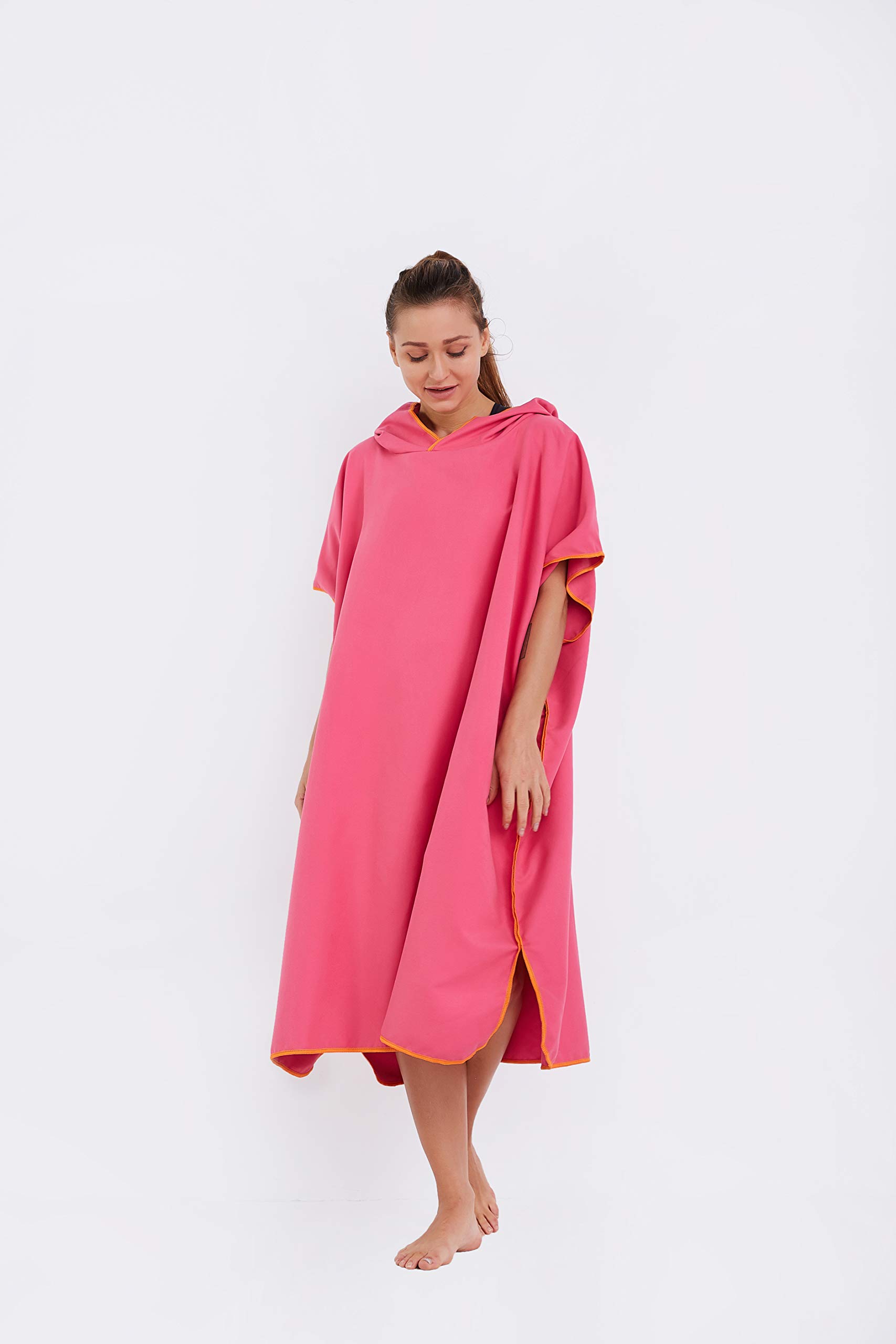 YYmi Changing Robe Poncho with Hood Towel Swim Beach Diving Surfing Dry Quick Discreet Pink Women