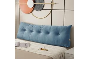 TESICA Wedge Headboard Pillows Head Roll Pillow Bed Wedge Pillow Large Bolster Bed Rest Reading Pillows Backrest Pillows for Sitting in Bed Backrest Positioning Support Blue 39x16x5in