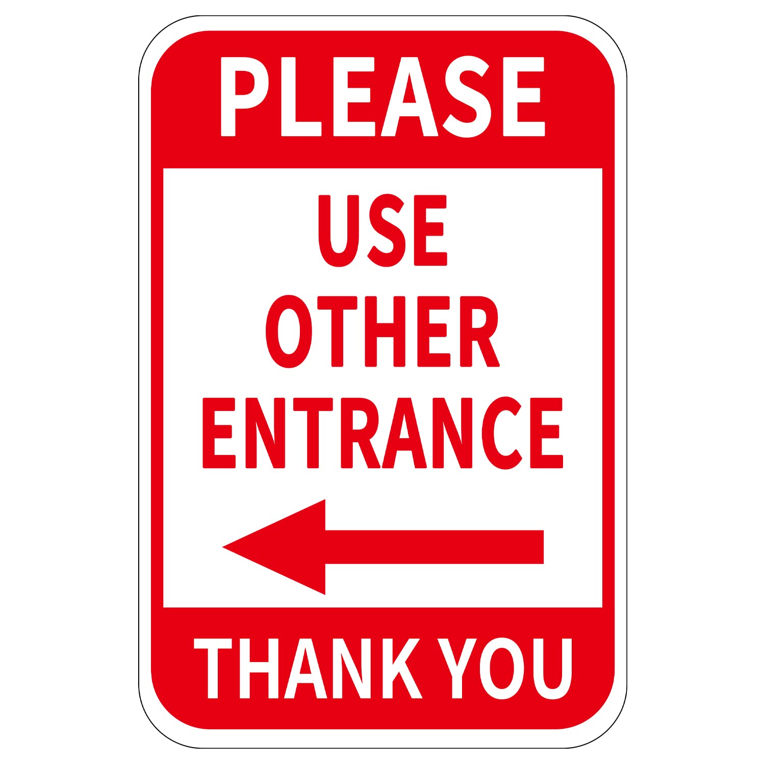 Please Use Other Entrance Sign Aluminum 12x8 Inch Left Arrow Metal Waterproof for Enter Outdoor Business Office 2 Pack Red