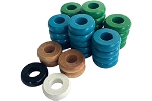 32 Green and Light Blue Pichenotte and Carrom Board Game Rings (Large Rings – 1 1/4 inch Diameter (3.2cm))