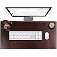 Leather Desk Pad (Real) Leather Desk Mat Set (31x15) Large Desk Cover Desk Blotter Desk Protector Computer Mat for Keyboard Gaming Mouse Pad Table Laptop Office Desktop Accessories Kona 2mm ELIZO