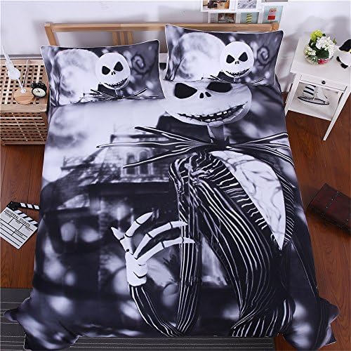PinkMemory 3D Print Skull Duvet Cover Sets King,Skull Bedding Sets with Pillow Shams,Lightweight Microfiber Duvet Cover Full/Queen,No Comforter-Skull B,Queen
