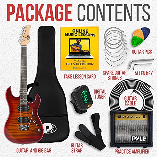 Pyle Electric Guitar Kit with Amp, Full Size Instrument with Humbucker