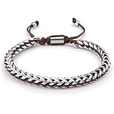 Zysta Stainless Steel Rope Chain Bracelets for Men Silver Franco Link Chain Bracelet Adjustable Square Box Braided Bracelet Mens Jewelry Birthday Gift for Dad Husband
