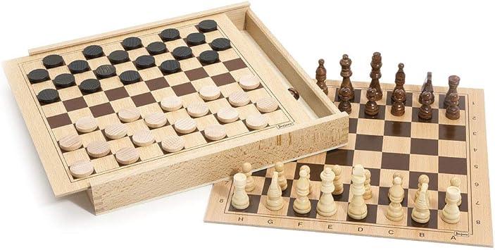 Jeujura 8133 - Juego de Damas y ajedrez, Caja de Madera: Amazon.es: Juguetes y juegos