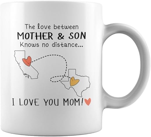 the love between mother and son knows no distance mug