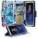 Galaxy Wireless Case Compatible for Samsung Galaxy S8 Wallet Case, Wrist Strap Flip Folio [Kickstand Feature] Pu Leather Wallet Case with ID&Credit Card Slot for Galaxy S8 Phone Case - Blue Butterfly