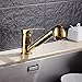 OWOFAN Kitchen Sink Faucet with Pull Out Sprayer 360 Degree Swivel Spout Mixer Brass Tap,Gold Polished WF-7005K