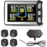 Masoll RV Tire Pressure Monitoring System, Gen 2 Tire Pressure Monitor with Color LCD Display, TPMS with 4 Sensors for Travel