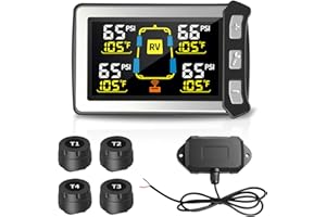 Masoll RV Tire Pressure Monitoring System, Tire Pressure Monitor with Color LCD Display, TPMS with 4 Sensors for Travel Trail