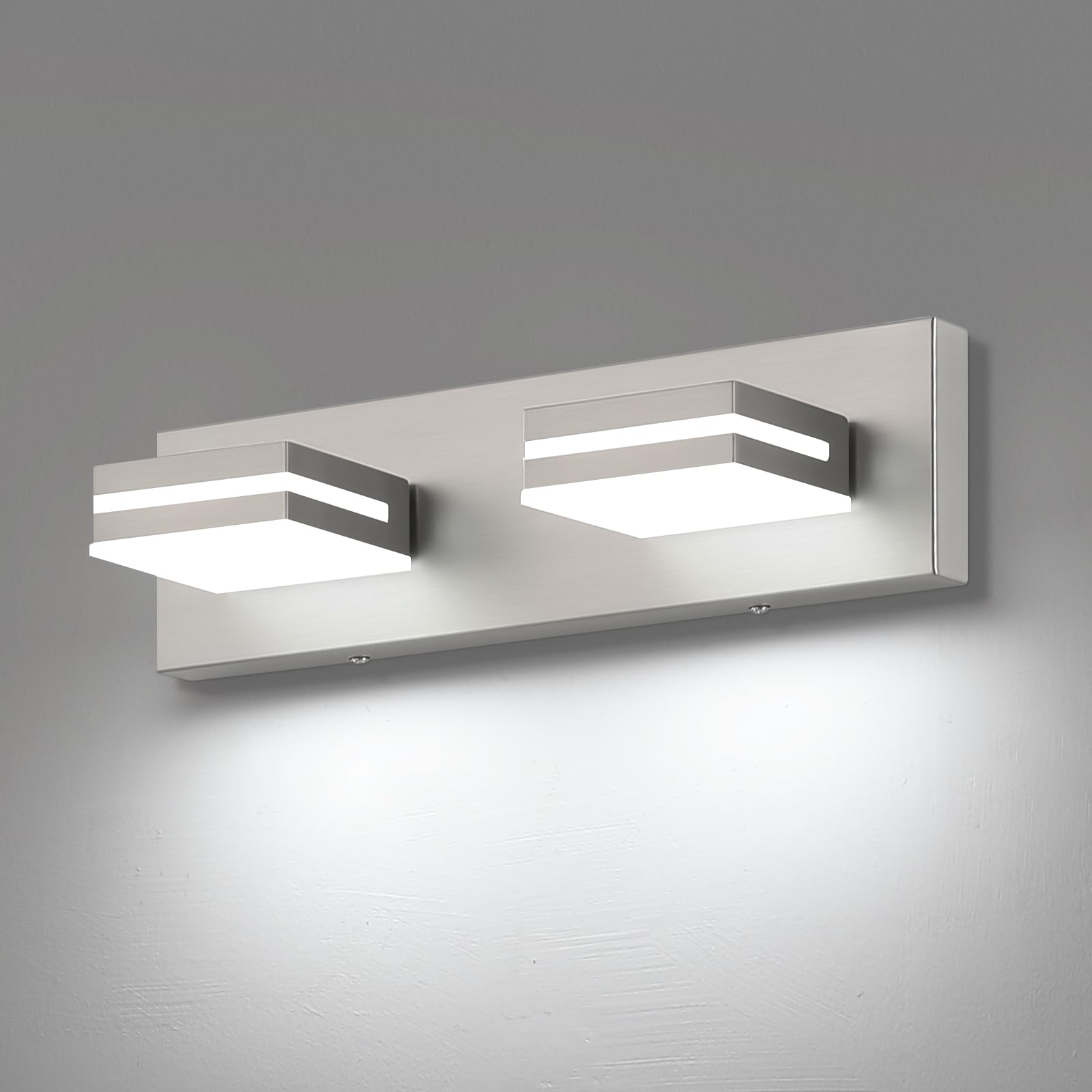 Photo 1 of SineRise LED Modern Bathroom Vanity Light Fixtures (2-Light, 15.5-Inch), Brushed Nickel Modern Acrylic Bathroom Wall Lighting Fixtures Over Mirror (Cool White 6000K)