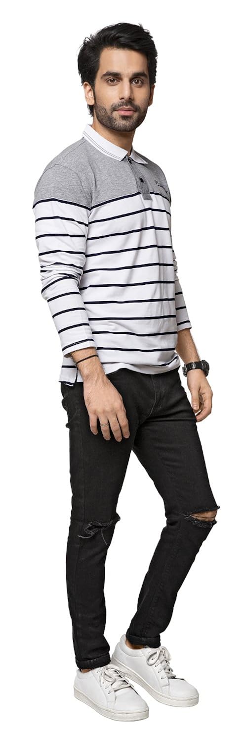 zeyo men's cotton striped t-shirt