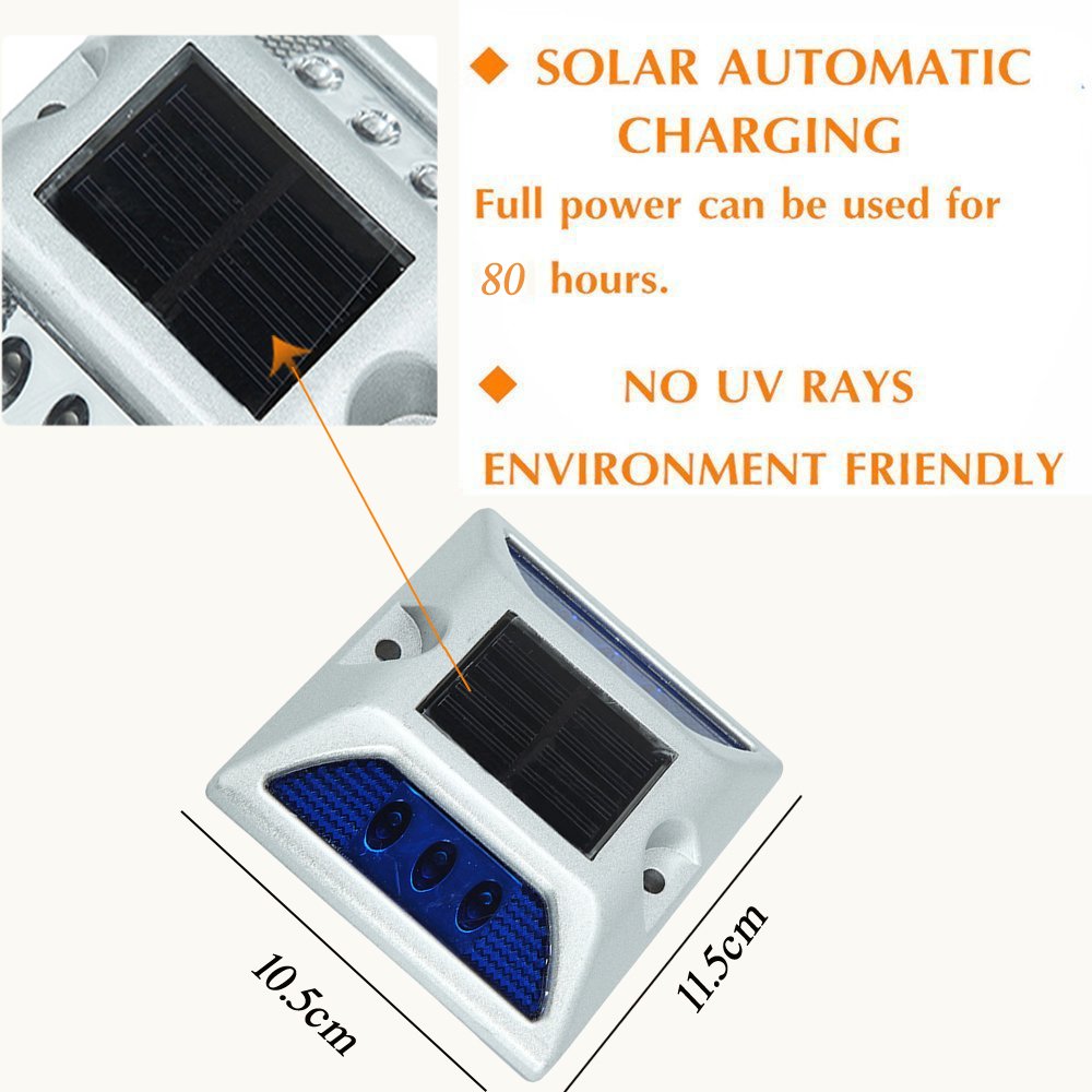 Deck Lights, SOLMORE 2 Pack LED Solar Dock Path Road Lights Marker lights,Waterproof Driveway Warning Lights for Outdoor Fence Patio Stud Yard Garden Pathway Stairs Step Lights Blue