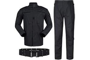 QMFIVE Tactical Suit Men’s Camo Combat BDU Jacket Shirt & Trousers Uniform Camo Suit Belt CS Game Military Paintball Airsoft